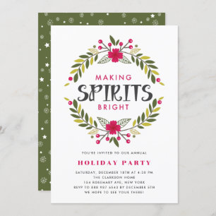 Spirits uitnodigen voor Bright Holiday Party Kaart