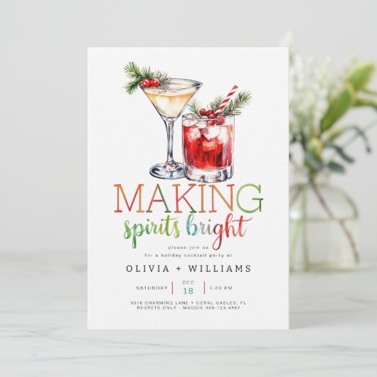 Spirits uitnodigen voor Bright Holiday Party Kaart (Staand voorkant)