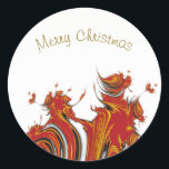 SPIRITS VAN CHRISTMAS RONDE STICKER<br><div class="desc">De twee kerst-,  vredes- en goodwillritten. Een abstract kunstontwerp in rijk rood en goud tegen een sneeuwachtergrond.</div>
