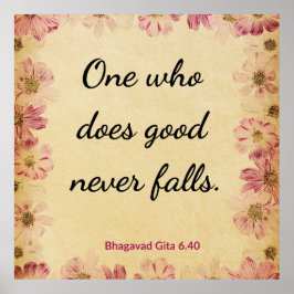 Spiritual Beige Pink Gita Faith Knowledge Floral Poster