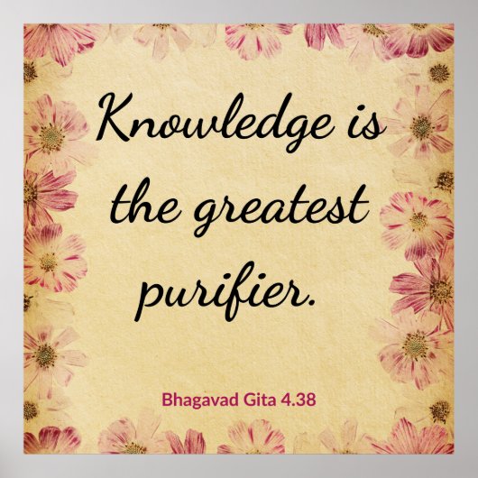 Spiritual Beige Pink Gita Knowledge Purifier Print (Voorkant)