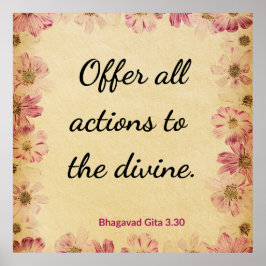 Spiritual Beige Pink Gita Offer Actions Floral Poster