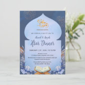 Spiritual Blue Watercolor Iftar & Quran Invitation Kaart (Staand voorkant)