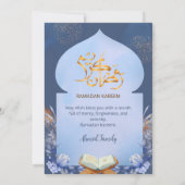 Spiritual Blue Watercolor Iftar & Quran Invitation Kaart (Achterkant)