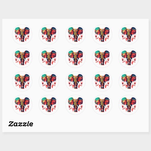 Spiritual Elephant with Red Feathers Ronde Sticker (Vel)
