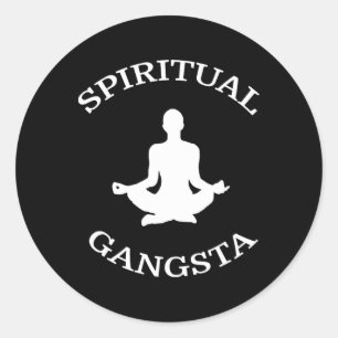Spiritual Gangsta T-shirt - Heren Dames Grappige Y Ronde Sticker