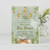 Spiritual Green Watercolor Quran & Lantern Iftar Kaart (Staand voorkant)