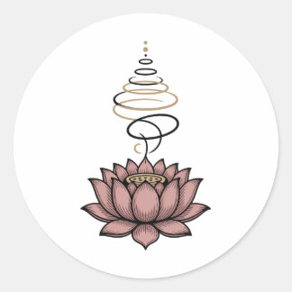Spiritual Lotus Flower Unalome Zen Meditation Yoga Ronde Sticker