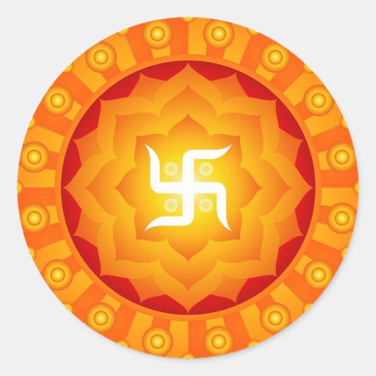 Spiritual Lotus Swastika Design Ronde Sticker (Voorkant)