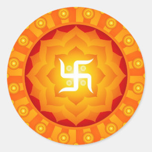Spiritual Lotus Swastika Design Ronde Sticker