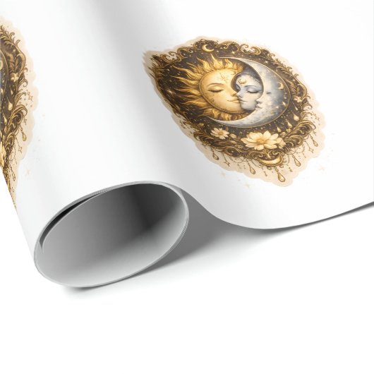 Spiritual Sun and Moon Celestial Sacred Light Cadeaupapier (Rol Hoek)