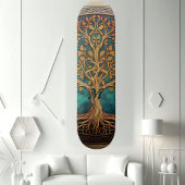 Spiritual Tree of Life Whimsical Ocean Blue Funky  Persoonlijk Skateboard