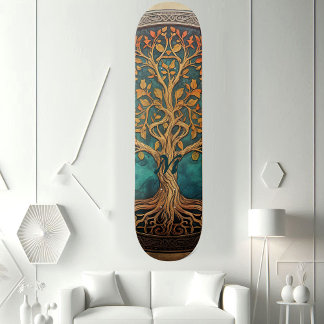 Spiritual Tree of Life Whimsical Ocean Blue Funky Persoonlijk Skateboard