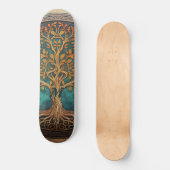 Spiritual Tree of Life Whimsical Ocean Blue Funky Persoonlijk Skateboard (Voorkant)