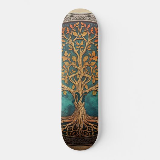 Spiritual Tree of Life Whimsical Ocean Blue Funky  Persoonlijk Skateboard (Voorkant)