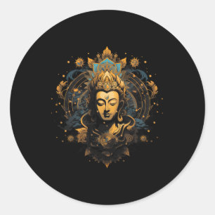 Spiritualiteit Kunstwerk Vrede Zen Yoga Azië Guata Ronde Sticker