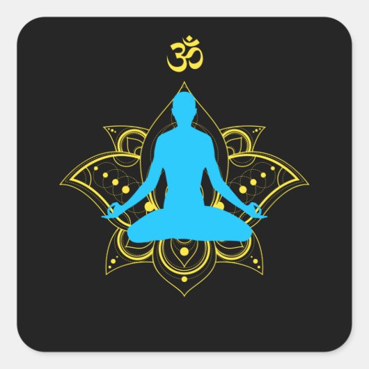 Spiritualiteit Symbool OM Meditatie Chakra Zen Vierkante Sticker (Voorkant)