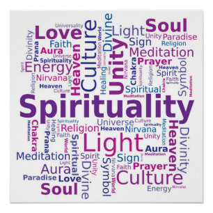 Spiritualiteit Woordwolk Roze Paarse Kleuren Perfect Poster