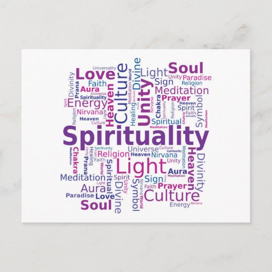 Spiritualiteit Word Cloud - Roze Briefkaart (Voorkant)