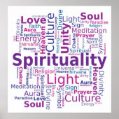 Spiritualiteit Word Cloud roze Paarse kleuren Poster (Voorkant)