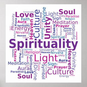 Spiritualiteit Word Cloud roze Paarse kleuren Poster
