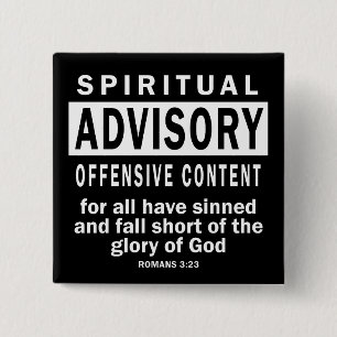 Spiritueel advies Romeinen 3:23 Christelijke citat Vierkante Button 5,1 Cm