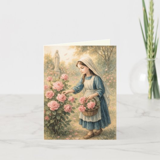 Spiritueel boeket roze rozen Catholic Marian Kaart (Voorkant)