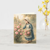 Spiritueel boeket roze rozen Catholic Marian Kaart (Gele Bloem)