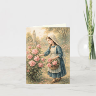 Spiritueel boeket roze rozen Catholic Marian Kaart