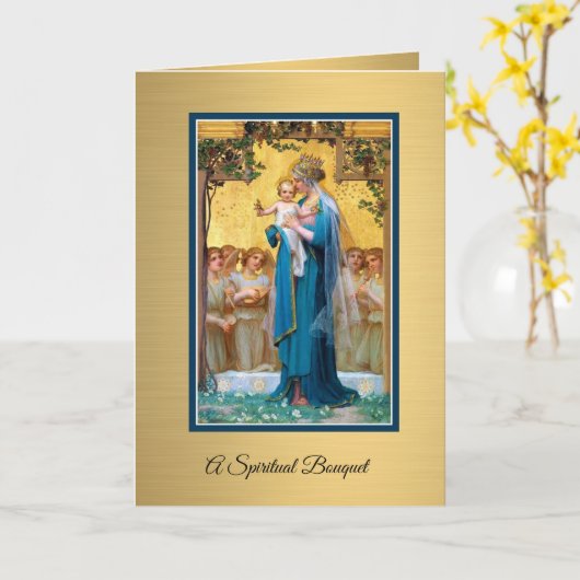 Spiritueel boeketgebed van Maria en Jezus Kaart (Gele Bloem)