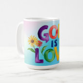 Spiritueel citaat God is liefde Kleurrijk Modern D Koffiemok (Voorkant links)
