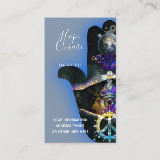 Spiritueel Fatima Hand, mystiek Visitekaartje (Voorkant)