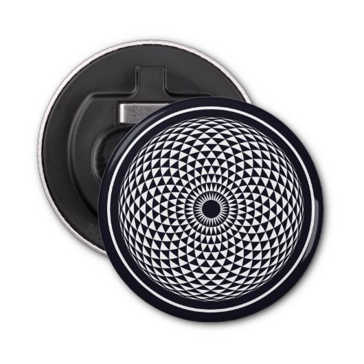 Spiritueel grijs wit mandala geometrisch oosters button flesopener (Voorkant)