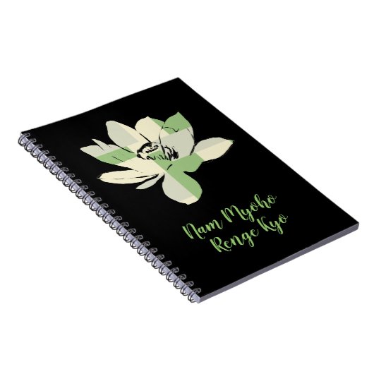Spiritueel groen Lotus Flower Nam Myoho Renge Kyo Notitieboek (Rechterzijde)