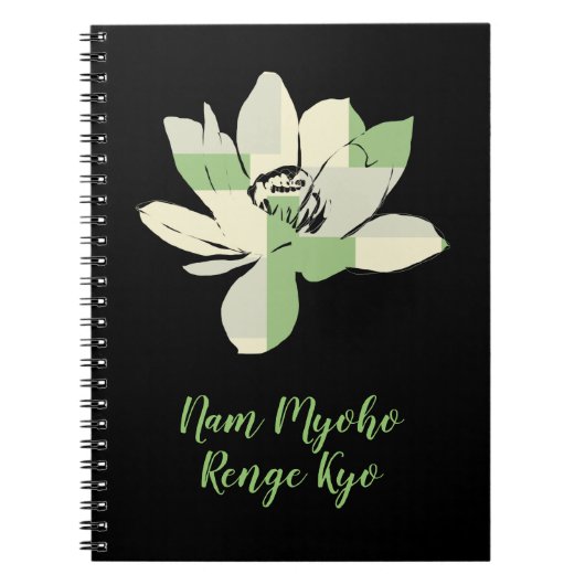 Spiritueel groen Lotus Flower Nam Myoho Renge Kyo Notitieboek (Voorkant)