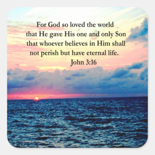 SPIRITUEEL JOHN 3:16 FOTO VIERKANTE STICKER (Voorkant)