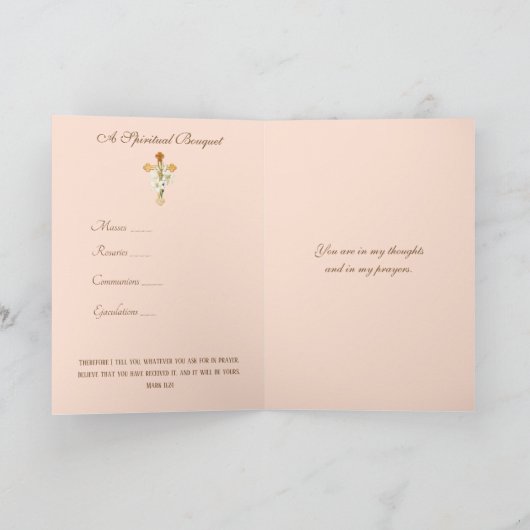 Spiritueel-katholiek boeket godsdienstgebed kaart (Binnen)
