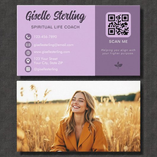 Spiritueel Life Coach Lavendel QR Code Foto Visitekaartje