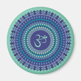 Spiritueel Mandala Om Paars Aqua Blue Kaleidoscope Magneet