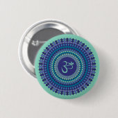 Spiritueel Mandala Om Paars Aqua Blue Kaleidoscope Ronde Button 5,7 Cm (Voorkant /achterkant)