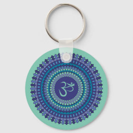 Spiritueel Mandala Om Paars Aqua Blue Kaleidoscope Sleutelhanger