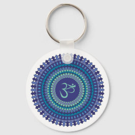 Spiritueel Mandala Om Paars Aqua Blue Kaleidoscope Sleutelhanger