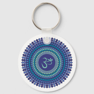 Spiritueel Mandala Om Paars Aqua Blue Kaleidoscope Sleutelhanger