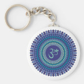 Spiritueel Mandala Om Paars Aqua Blue Kaleidoscope Sleutelhanger (Voorkant)