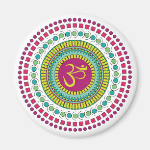 Spiritueel Mandala Om Sybol Roze Groen Geometrisch Magneet