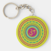 Spiritueel Mandala Om Sybol Roze Groen Geometrisch Sleutelhanger (Voorkant)