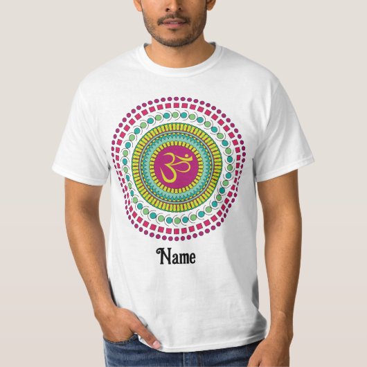 Spiritueel Mandala Om Symbol Roze Groen Gepersonal T-shirt (Voorkant)