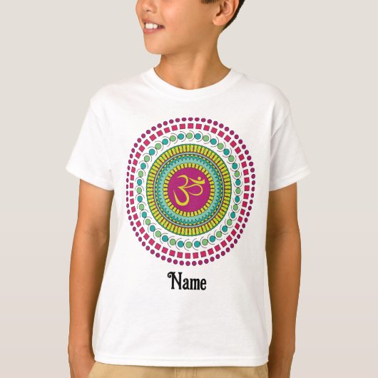 Spiritueel Mandala Om Symbol Roze Groen Gepersonal T-shirt (Voorkant)