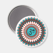 Spiritueel Mandala Om Symbol Turquoise Geometric Magneet (Voorkant / Achterkant)