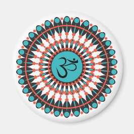 Spiritueel Mandala Om Symbol Turquoise Geometric Magneet